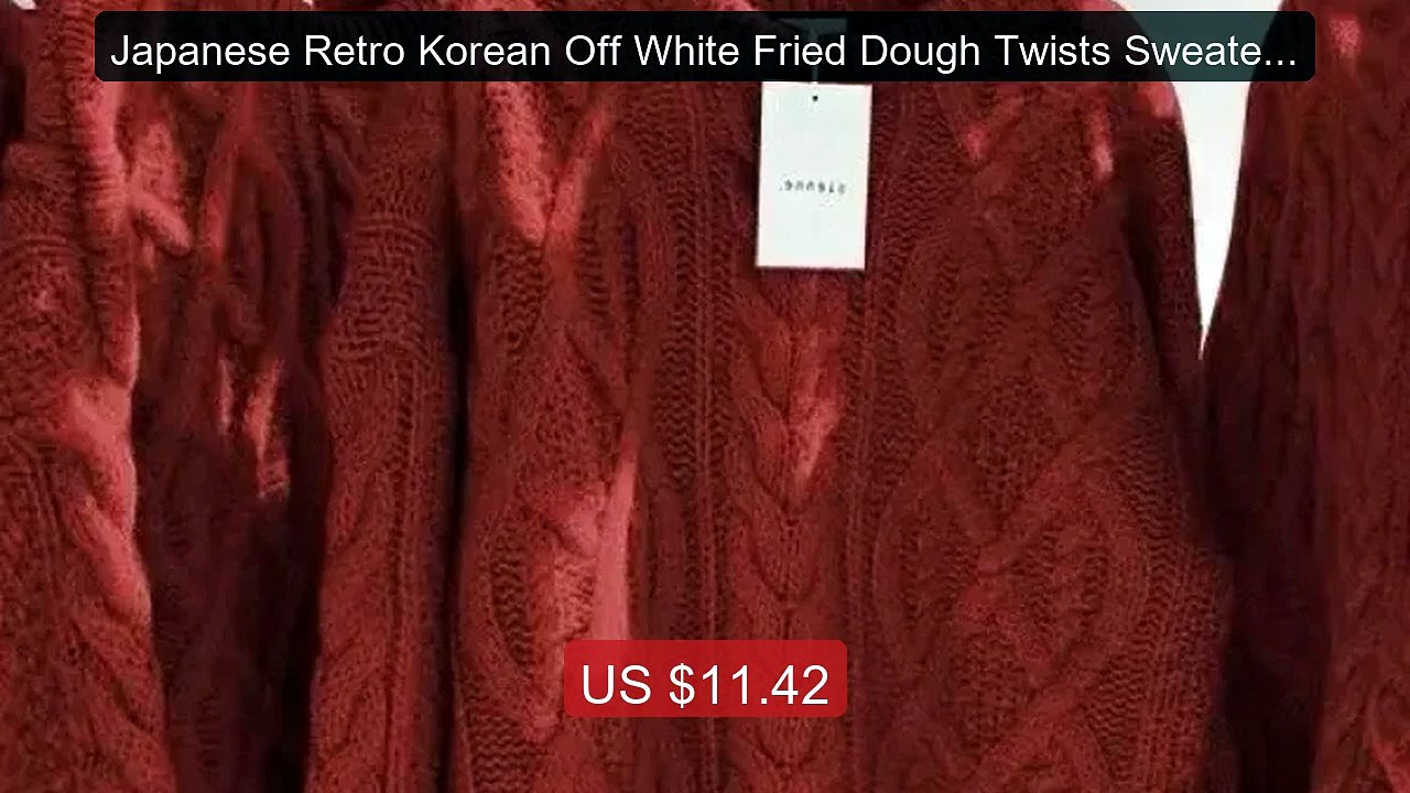 Japanese Retro Korean Off White Fried Dough Twists Sweater Women T... -- Best Deal 2026 | Shop Now!