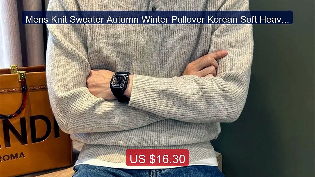 Mens Knit Sweater Autumn Winter Pullover Korean Soft Heavyw... -- Top Pick 2026 | Unbeatable Price!