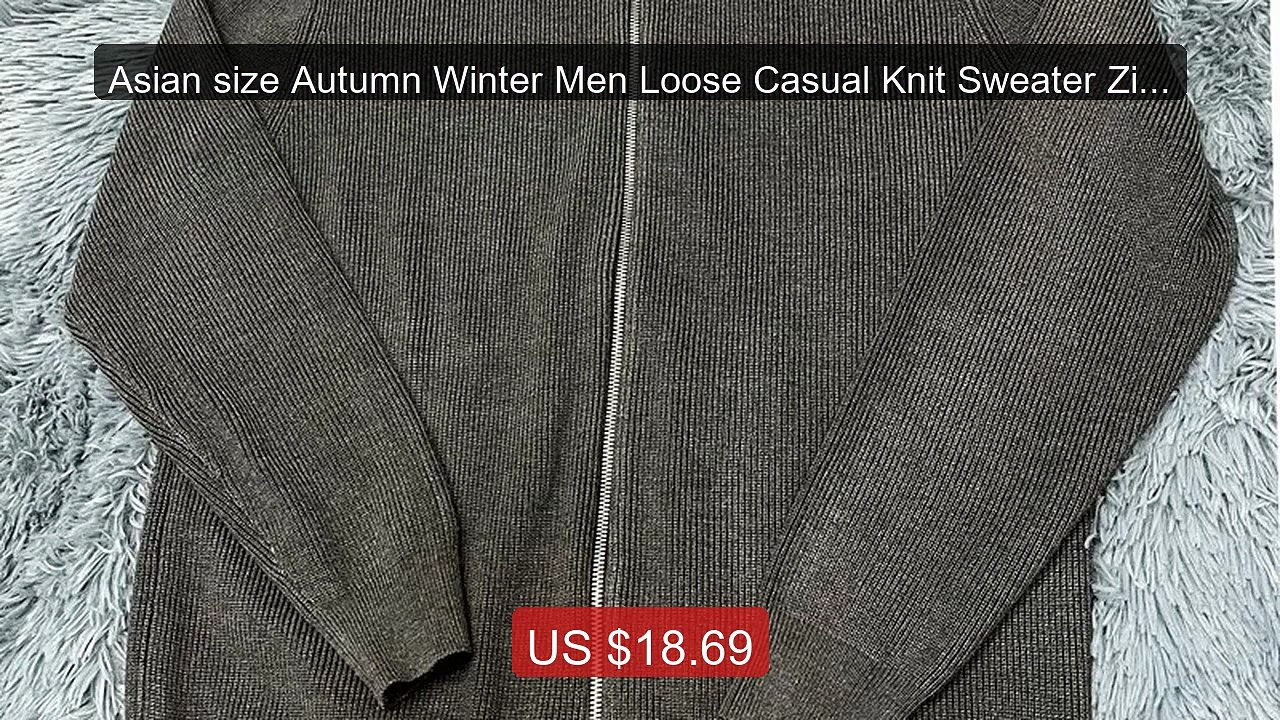 Asian size Autumn Winter Men Loose Casual Knit Sweater Zipper Semi... -- Best Deal 2026 | Shop Now!