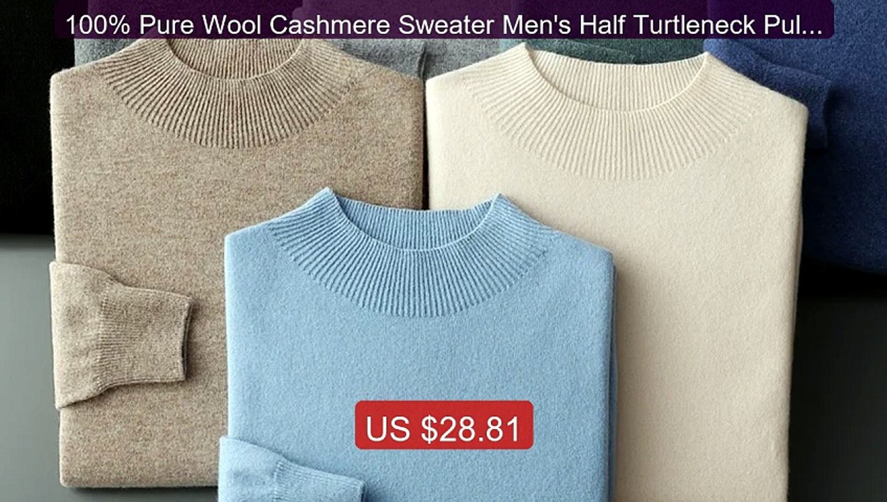 100% Pure Wool Cashmere Sweater Men's Half Turtleneck Pullover Casu... -- Top Rated 2026 | Buy Now!