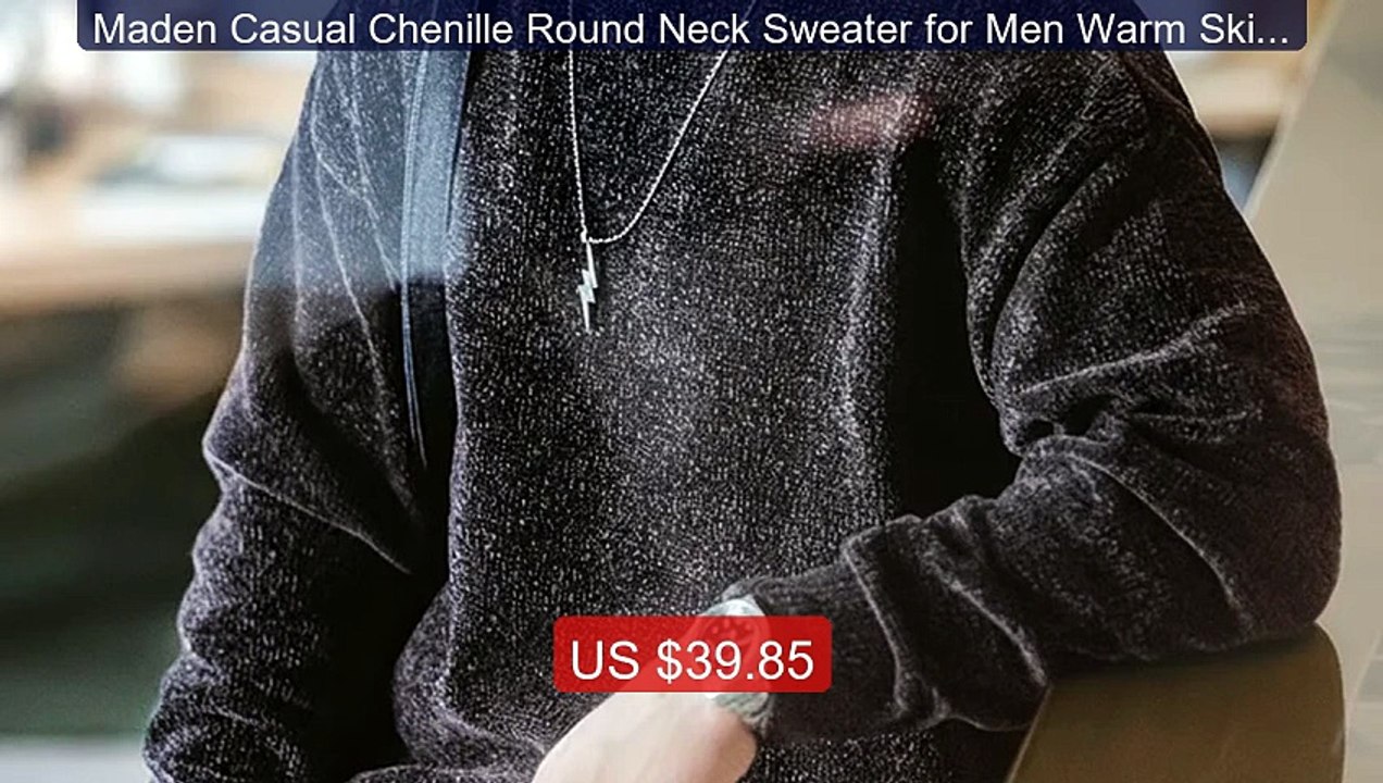 Maden Casual Chenille Round Neck Sweater for Men Warm Skin-fri... -- Best Buy 2026 | Great Quality!