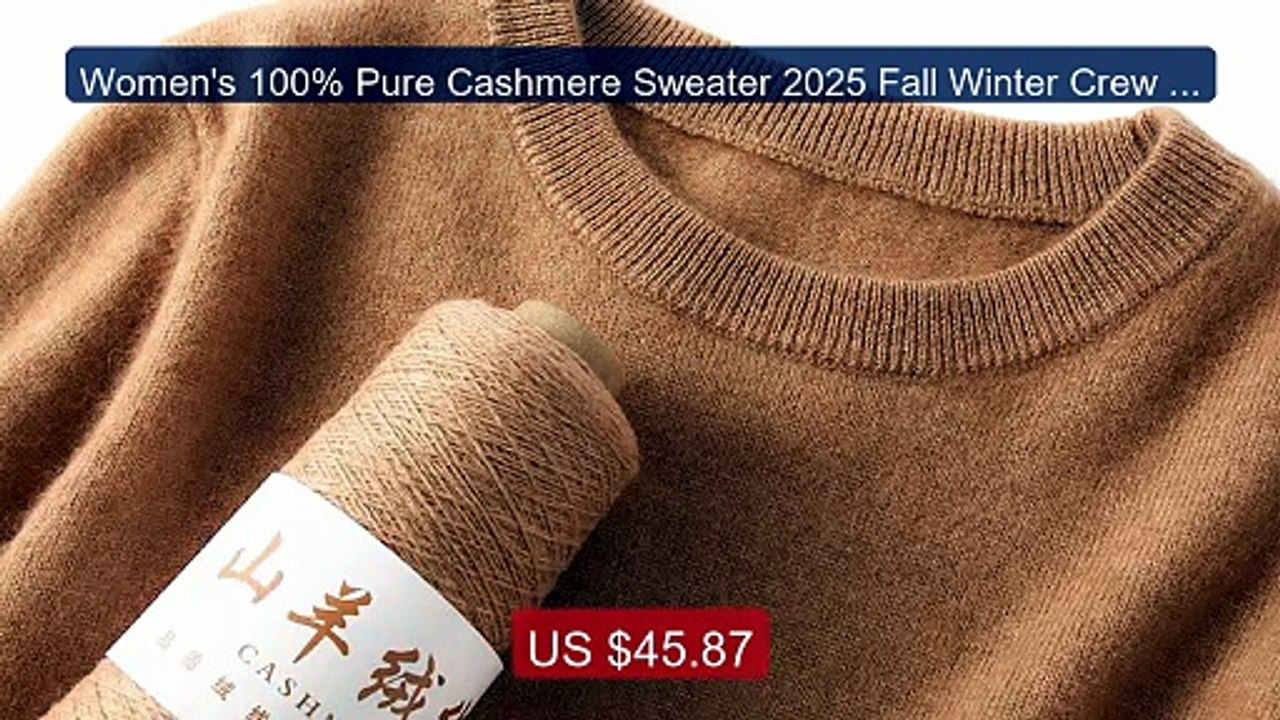 Women's 100% Pure Cashmere Sweater 2025 Fall Winter Crew Ne... -- Top Pick 2026 | Unbeatable Price!