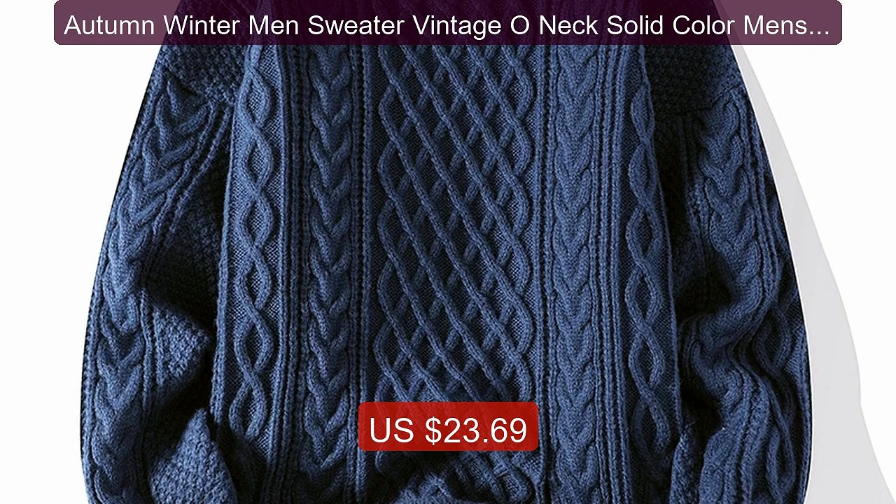 Autumn Winter Men Sweater Vintage O Neck Solid Color Mens Knit... -- Hot Deal 2026 | Limited Offer!