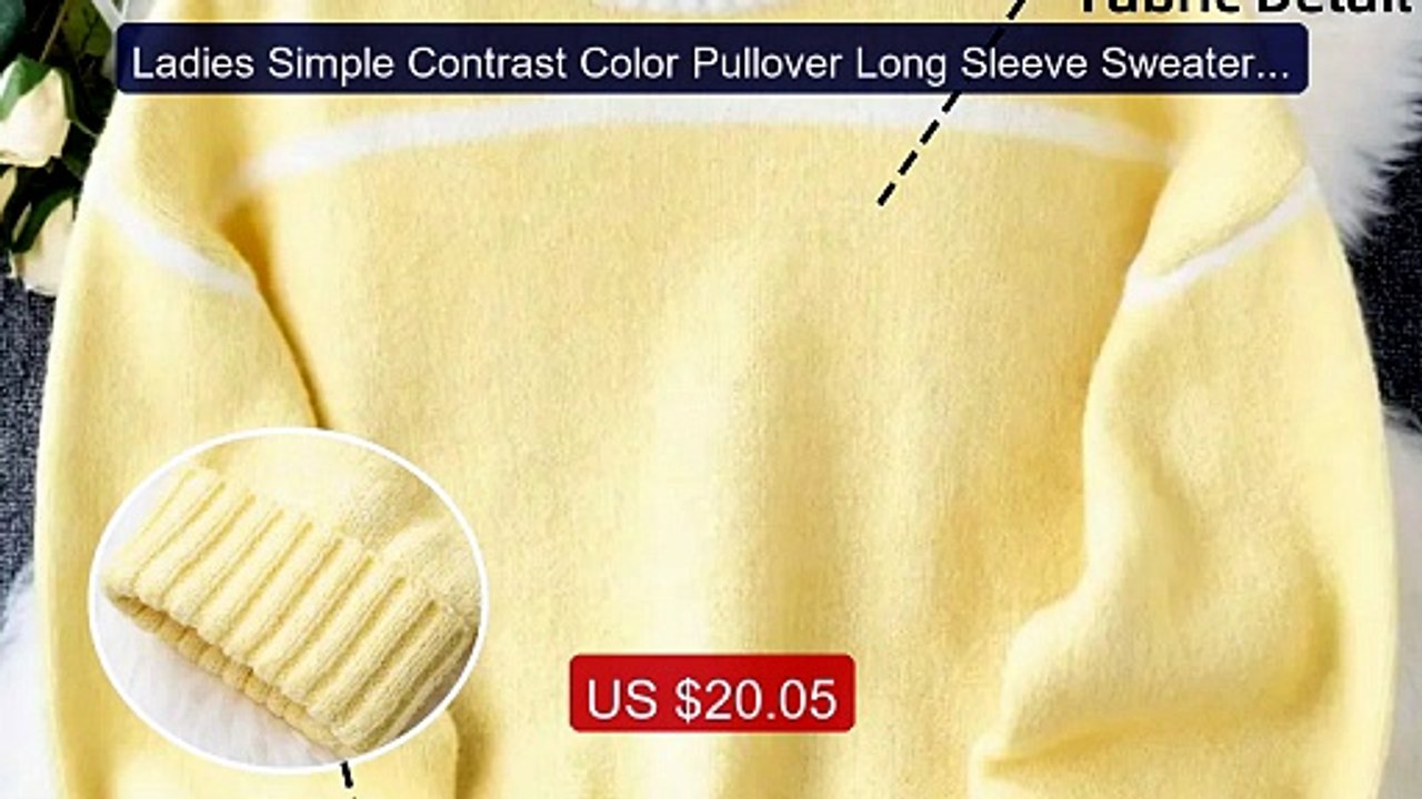 Ladies Simple Contrast Color Pullover Long Sleeve Sweater Fash... -- Best Buy 2026 | Great Quality!
