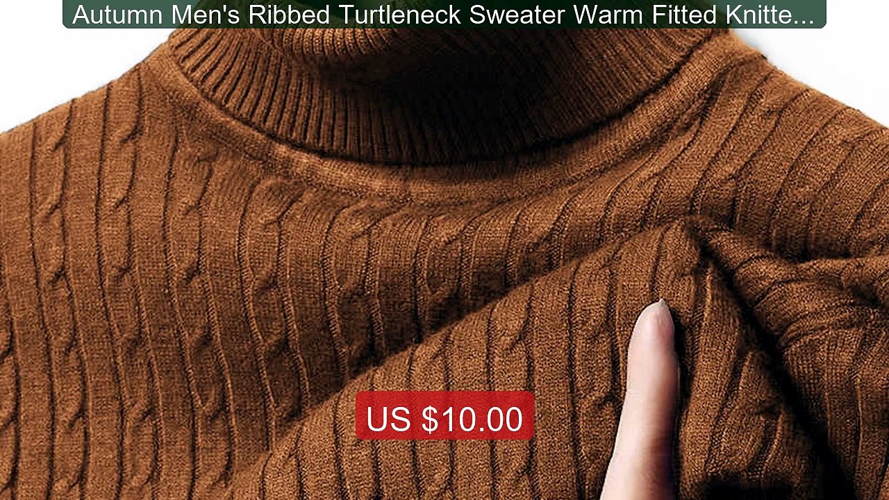 Autumn Men's Ribbed Turtleneck Sweater Warm Fitted Knitted Pullove... -- Best Deal 2026 | Shop Now!