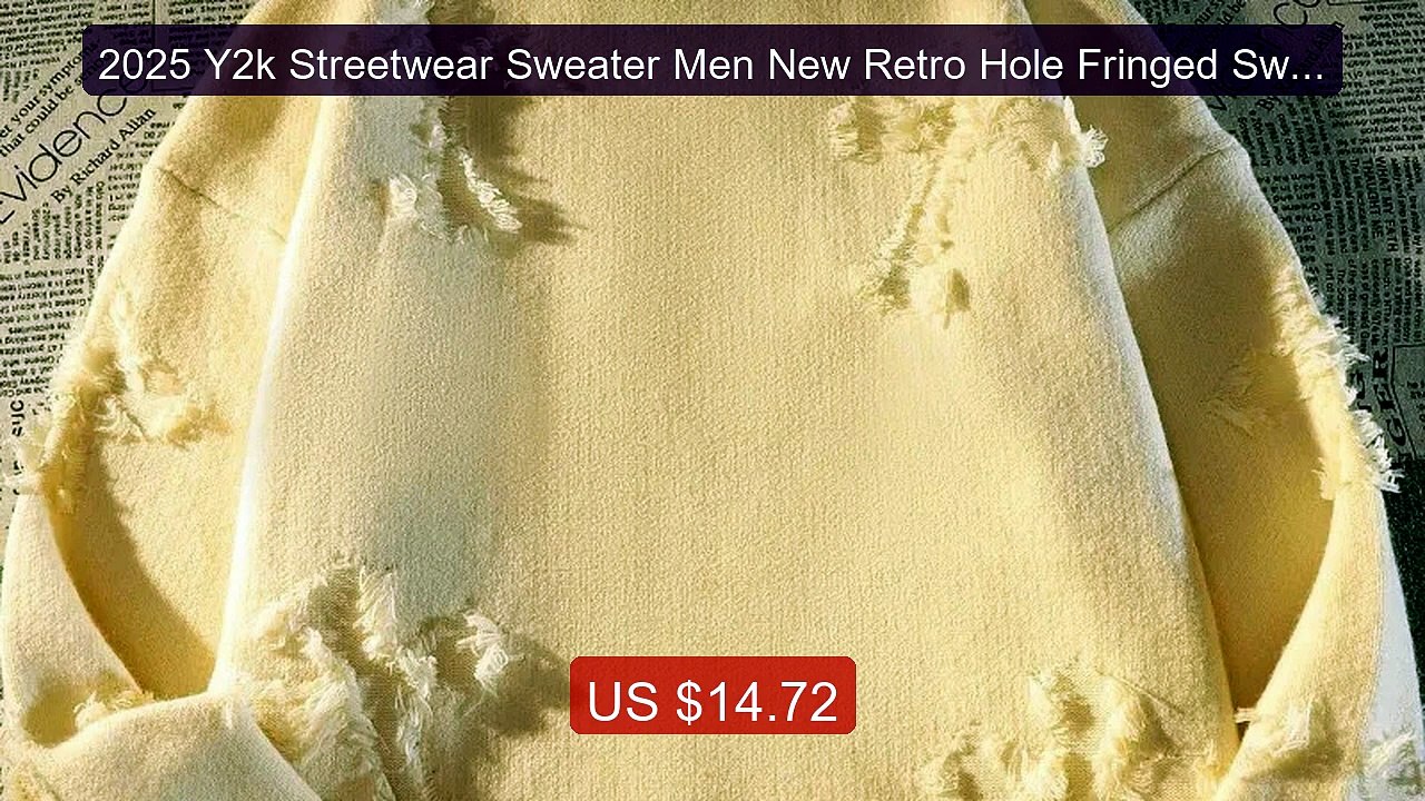 2025 Y2k Streetwear Sweater Men New Retro Hole Fringed Sweater Loos... -- Top Rated 2026 | Buy Now!