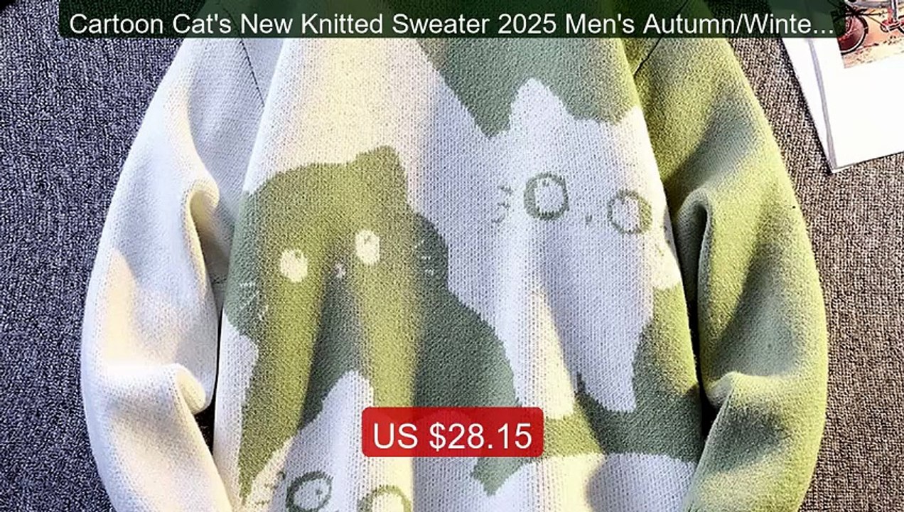 Cartoon Cat's New Knitted Sweater 2025 Men's Autumn/Winter Wa... -- Amazing Value 2026 | Must Have!