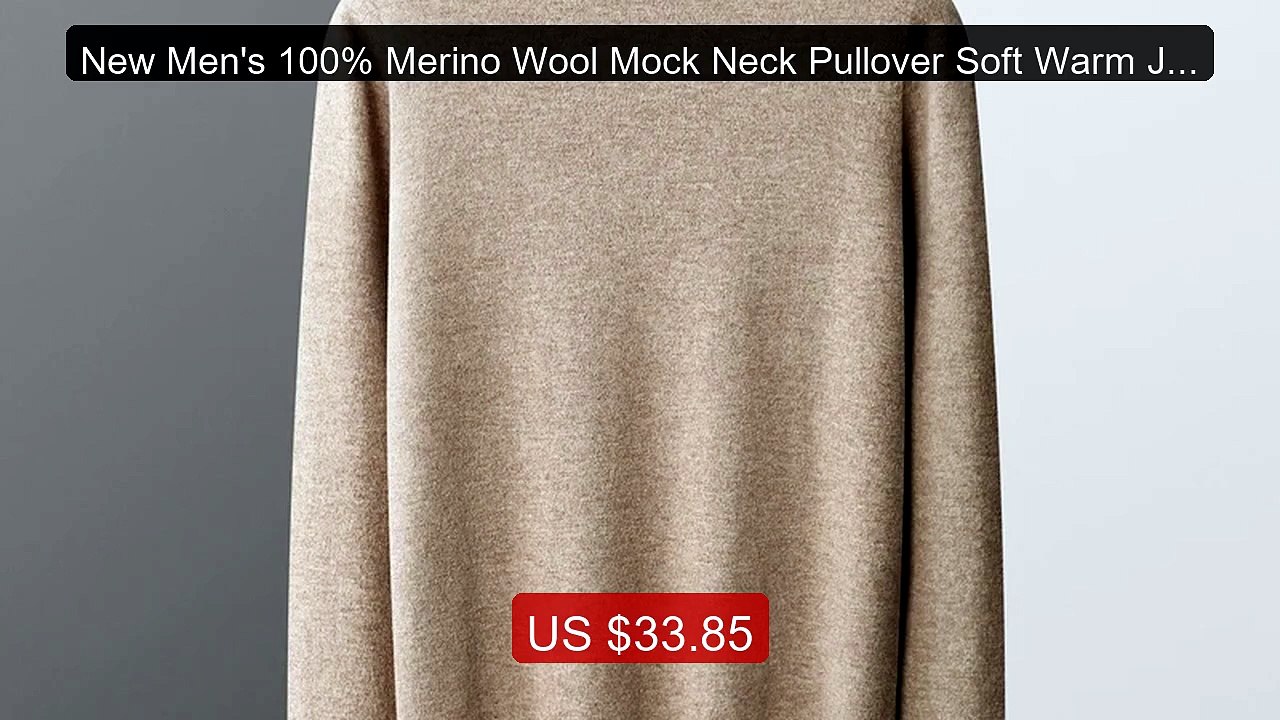 New Men's 100% Merino Wool Mock Neck Pullover Soft Warm Jumpe... -- Amazing Value 2026 | Must Have!