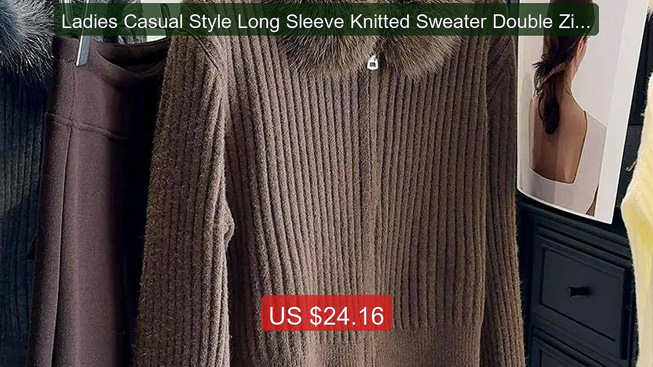 Ladies Casual Style Long Sleeve Knitted Sweater Double Zipper... -- Amazing Value 2026 | Must Have!