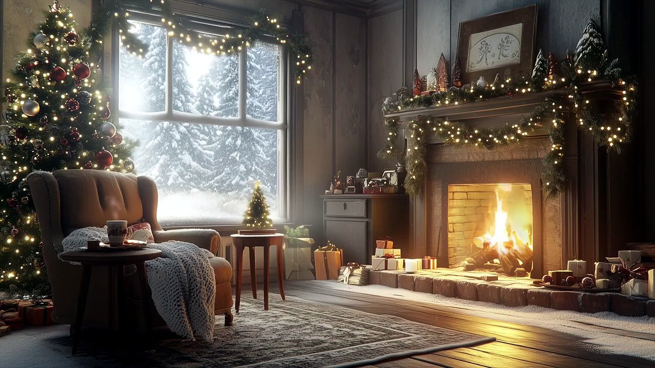 Ambiance de Noël Relaxante _ Cheminée et Musique 🎄