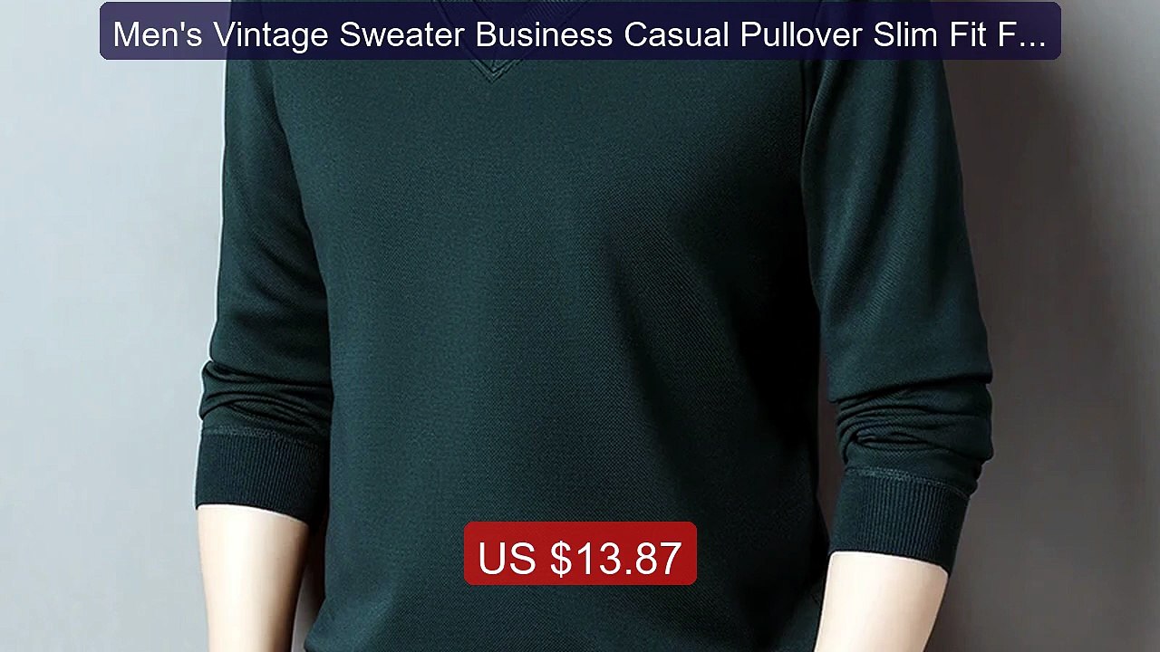 Men's Vintage Sweater Business Casual Pullover Slim Fit Fleec... -- Amazing Value 2026 | Must Have!