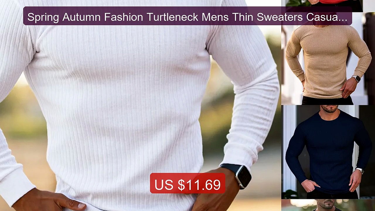 Spring Autumn Fashion Turtleneck Mens Thin Sweaters Casual Roll Ne... -- Best Deal 2026 | Shop Now!