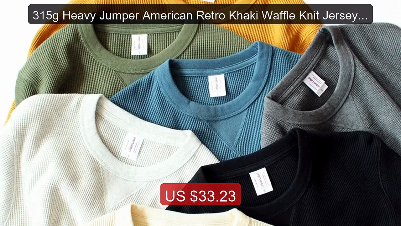315g Heavy Jumper American Retro Khaki Waffle Knit Jersey Cotton N... -- Best Deal 2026 | Shop Now!