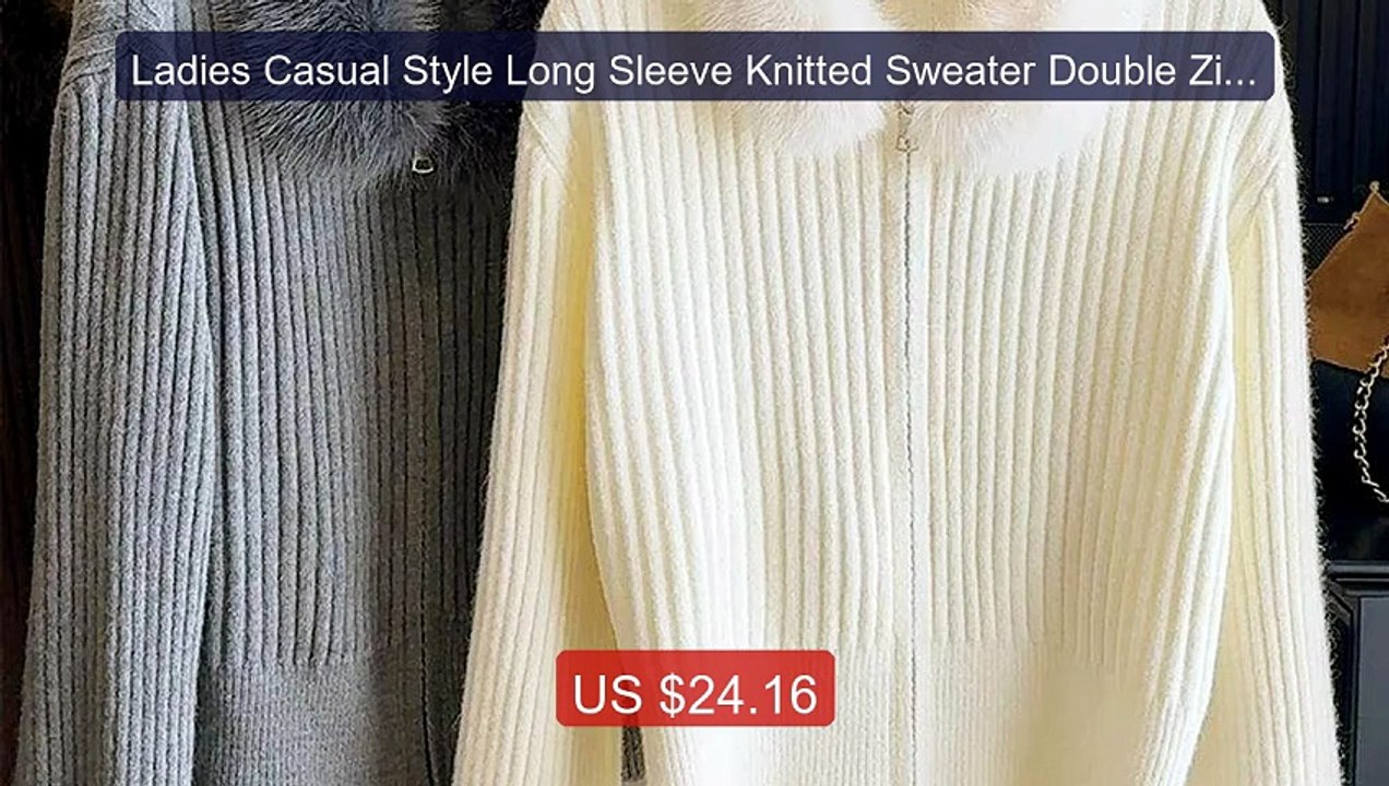 Ladies Casual Style Long Sleeve Knitted Sweater Double Zipper Loos... -- Best Deal 2026 | Shop Now!