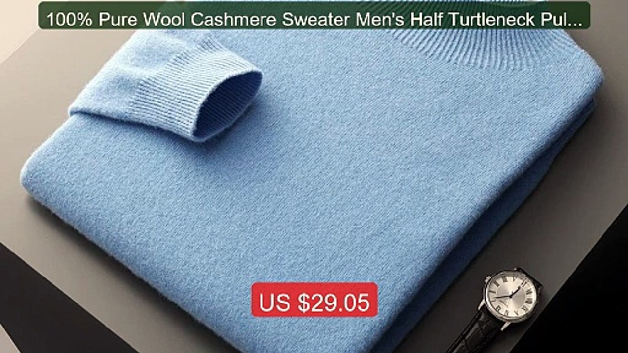 100% Pure Wool Cashmere Sweater Men's Half Turtleneck Pullove... -- Amazing Value 2026 | Must Have!