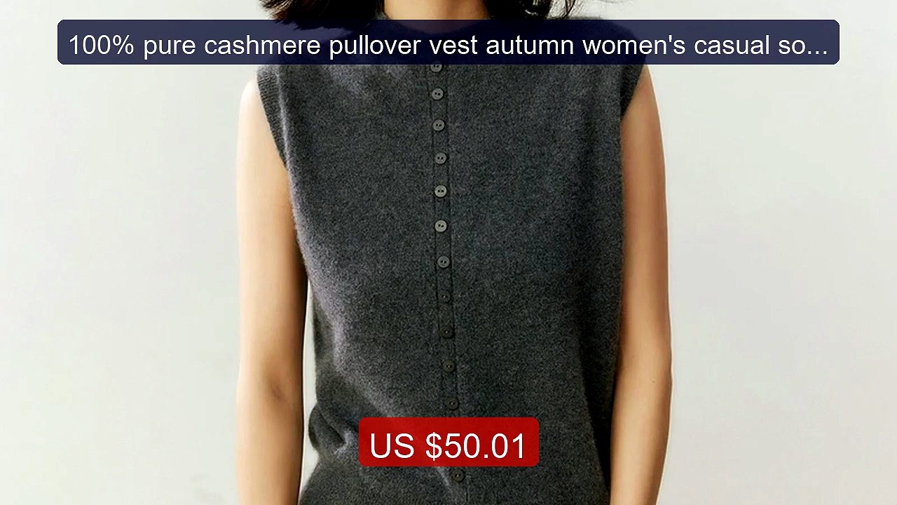 100% pure cashmere pullover vest autumn women's casual solid knitt... -- Best Deal 2026 | Shop Now!