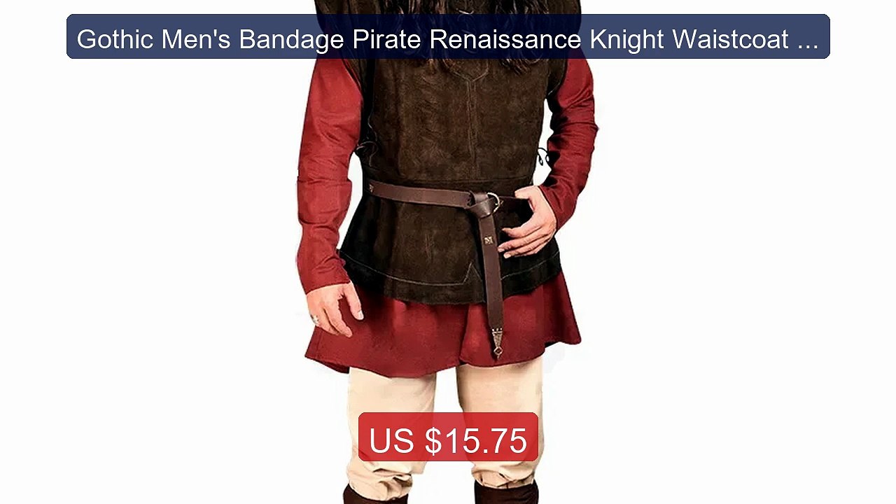 Gothic Men's Bandage Pirate Renaissance Knight Waistcoat Tunic Jack... -- Top Rated 2026 | Buy Now!