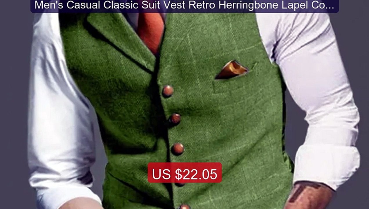 Men's Casual Classic Suit Vest Retro Herringbone Lapel Cotton Blend... -- Top Rated 2026 | Buy Now!