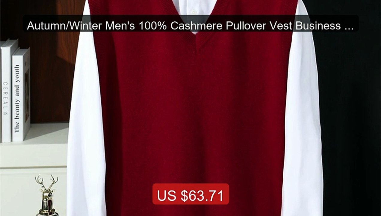 Autumn/Winter Men's 100% Cashmere Pullover Vest Business Casu... -- Amazing Value 2026 | Must Have!