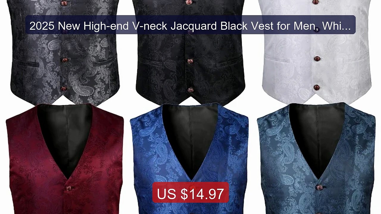 2025 New High-end V-neck Jacquard Black Vest for Men, White Sleeve... -- Best Deal 2026 | Shop Now!