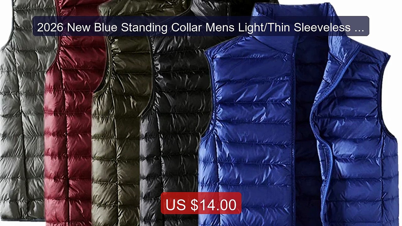 2026 New Blue Standing Collar Mens Light/Thin Sleeveless Vest ... -- Best Buy 2026 | Great Quality!