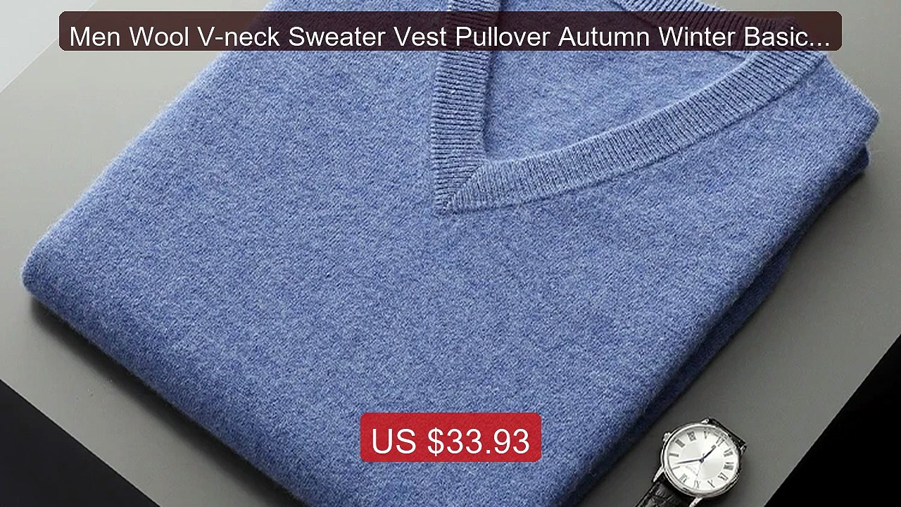Men Wool V-neck Sweater Vest Pullover Autumn Winter Basic Casual C... -- Best Deal 2026 | Shop Now!