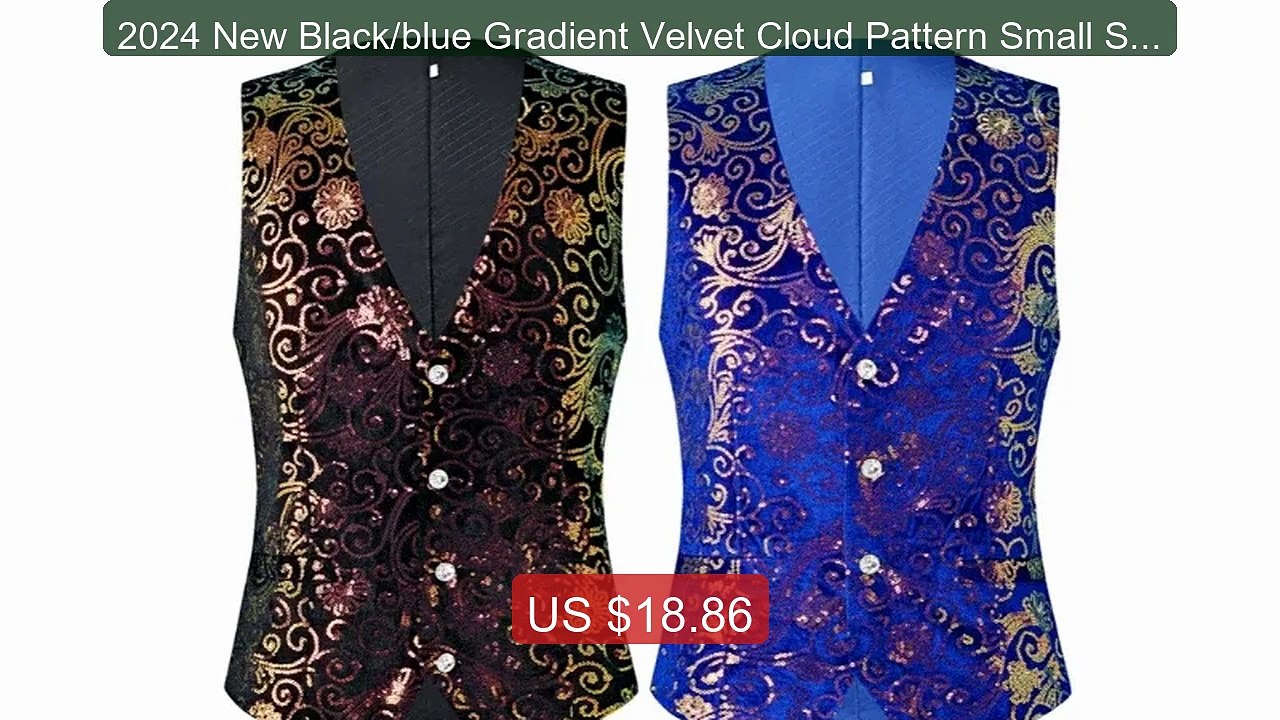 2024 New Black/blue Gradient Velvet Cloud Pattern Small Sequin V-n... -- Best Deal 2026 | Shop Now!