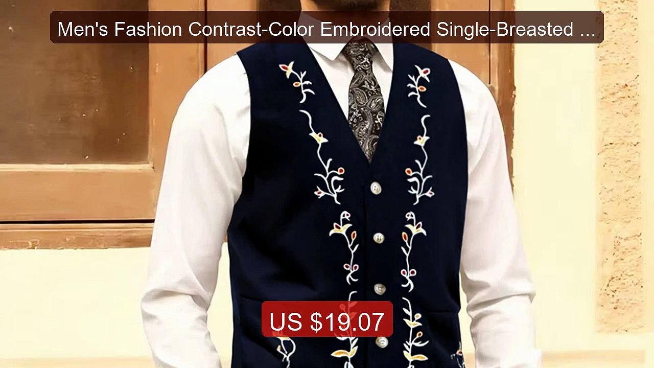 Men's Fashion Contrast-Color Embroidered Single-Breasted Su... -- Top Pick 2026 | Unbeatable Price!