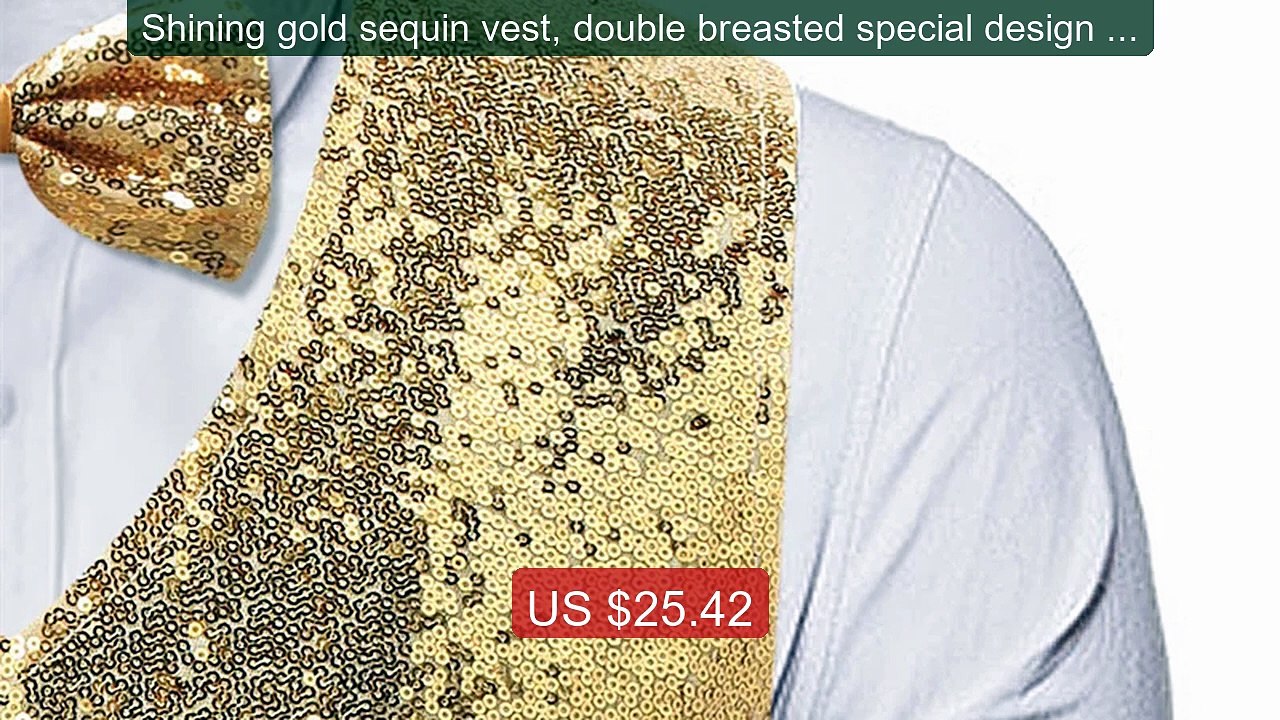 Shining gold sequin vest, double breasted special design pe... -- Top Pick 2026 | Unbeatable Price!