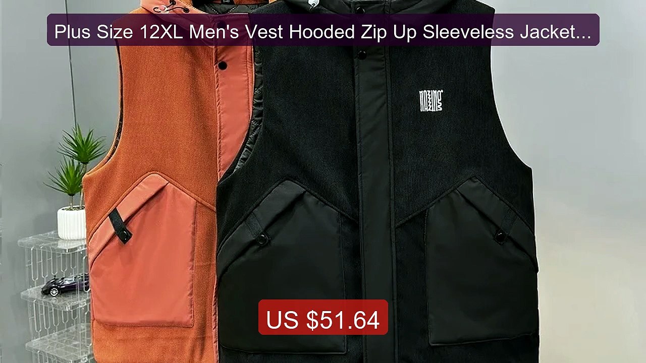 Plus Size 12XL Men's Vest Hooded Zip Up Sleeveless Jacket Male Cot... -- Best Deal 2026 | Shop Now!