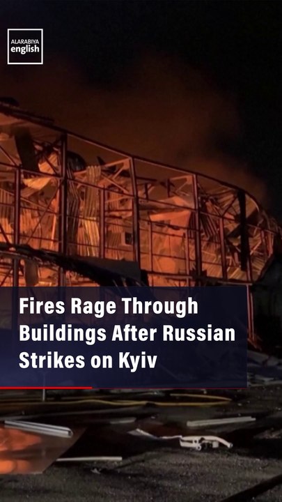 Fires Rage Through Buildings After Russian Strikes on Kyiv