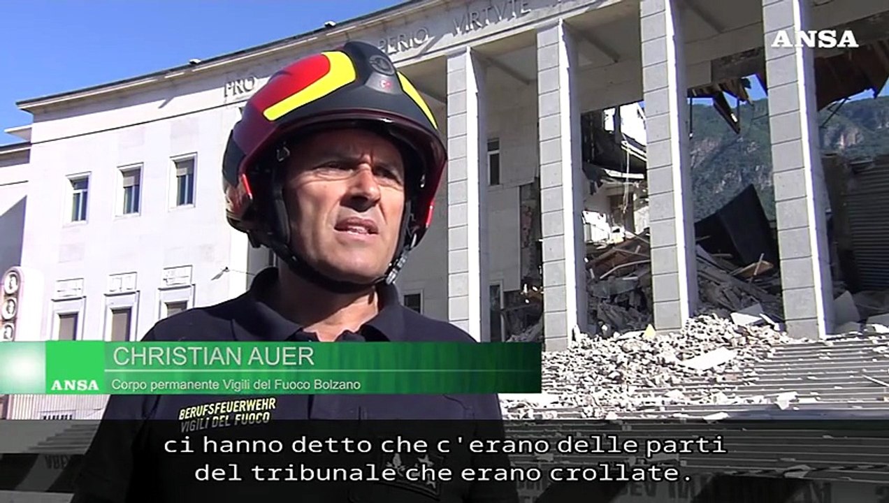 Crolla parte del Tribunale di Bolzano, sfiorata la tragedia