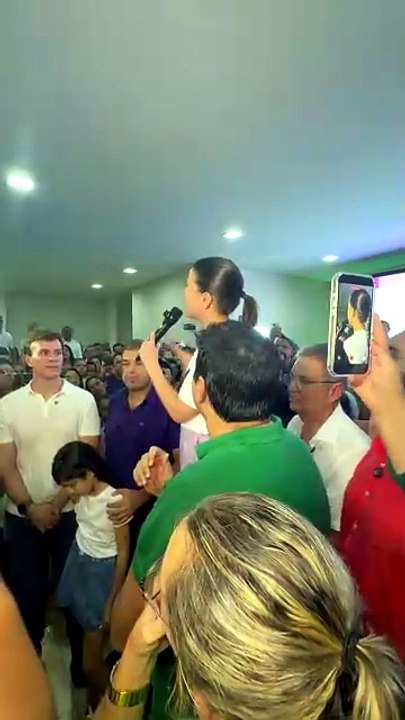 Raquel Lyra discursa em Vicência durante lançamento de pré-candidatura do ex-prefeito Guiga Nunes