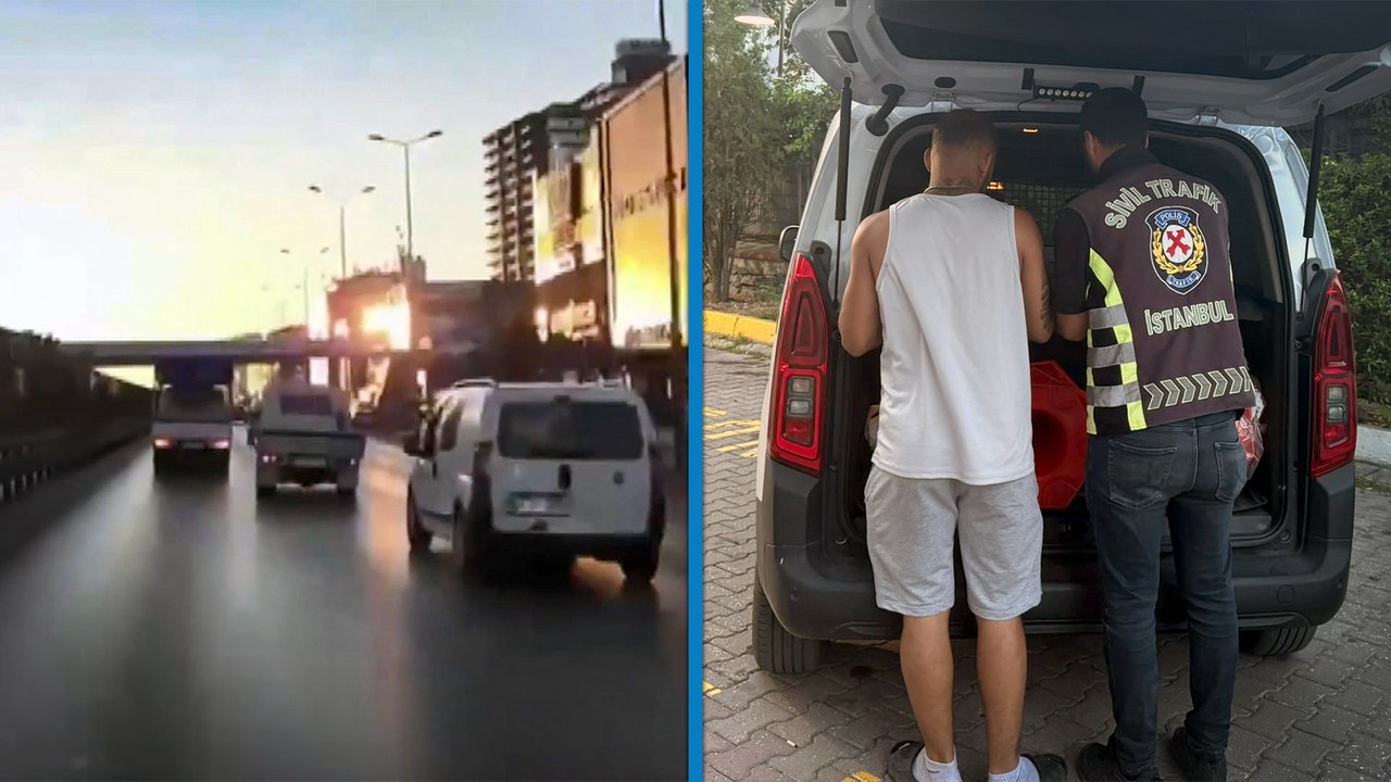 Avcılar D-100'de iki kamyonet makas atarak yarıştı; 277 bin 662 lira para cezası