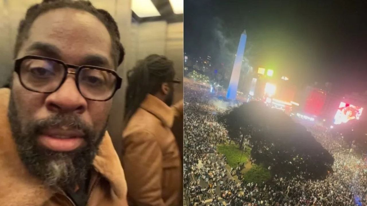 Lázaro Ramos fica preso em hotel após classificação da Argentina; vídeo da multidão viraliza