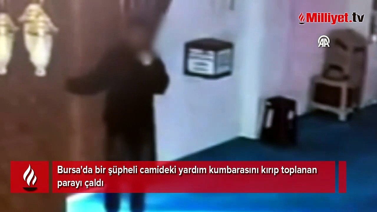 Bursa'da camide yardım kutusundaki paraların çalındığı anlar kamerada
