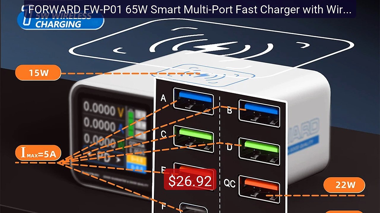 FORWARD FW-P01 65W Smart Multi-Port Fast Charger with Wireless Char... -- Top Rated 2026 | Buy Now!