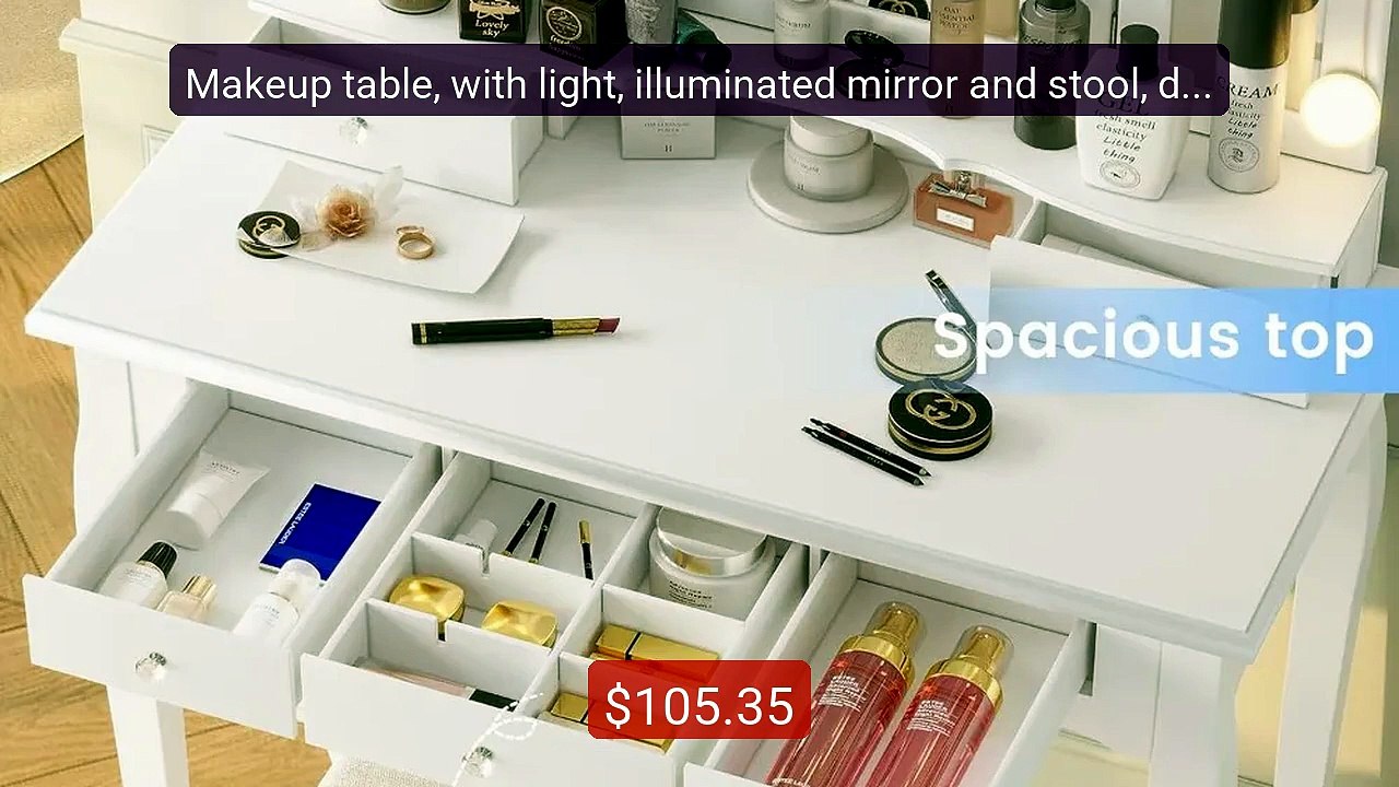 Makeup table, with light, illuminated mirror and stool, dre... -- Top Pick 2026 | Unbeatable Price!