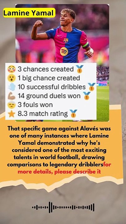 Lamine Yamal completed 10 successful dribbles against Alavés #football