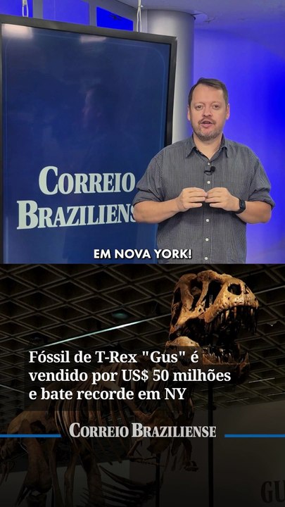 Fóssil de T-Rex "Gus" é vendido por US$ 50 milhões e bate recorde em NY