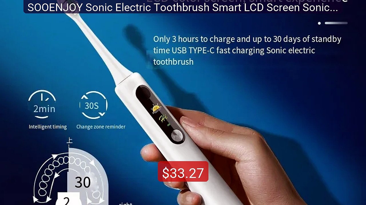 SOOENJOY Sonic Electric Toothbrush Smart LCD Screen Sonic Toot... -- Best Buy 2026 | Great Quality!