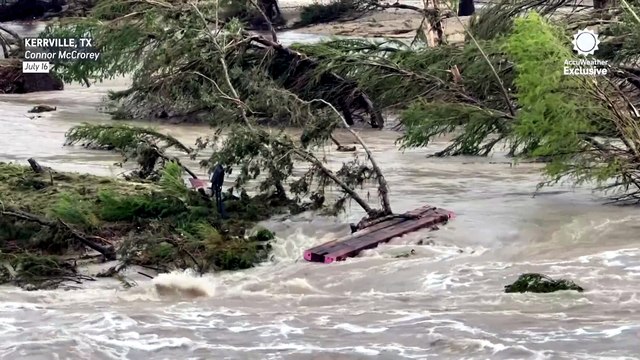 Extensive river flood damage in Texas Hill Country