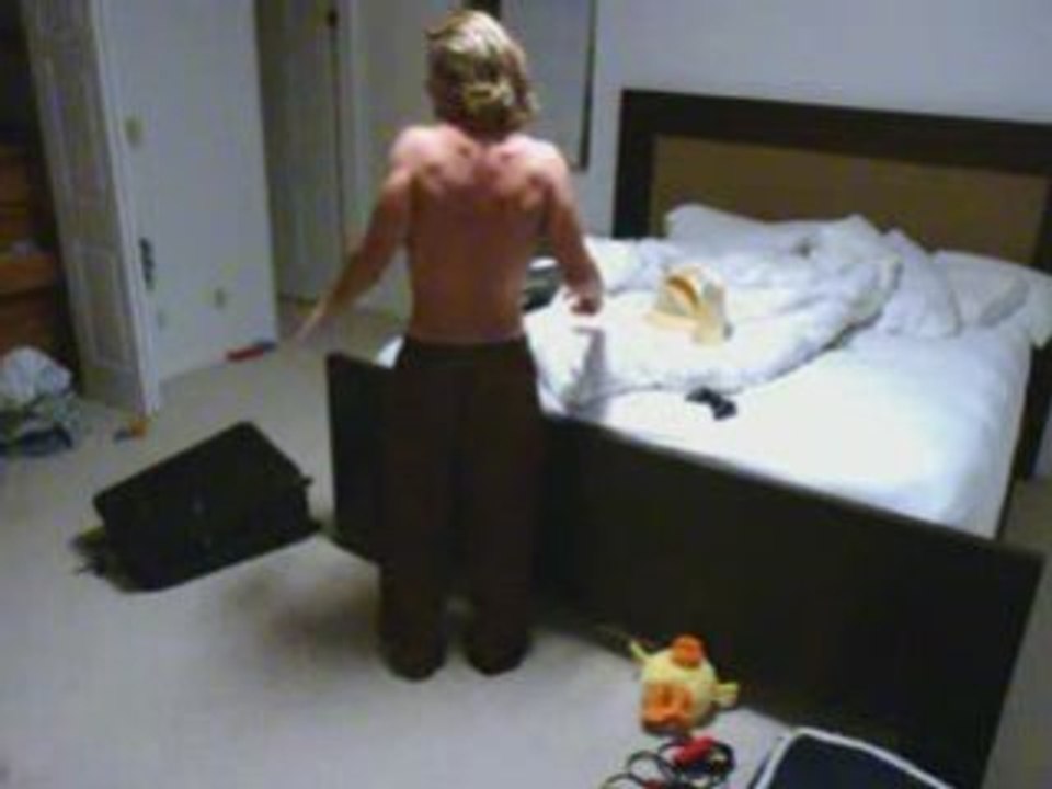 Justin  flexing at home