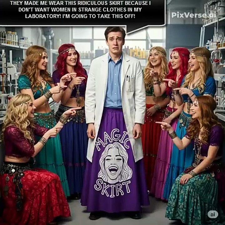 Scientist turns into a beautiful girl! – Gender-swap magic skirt video!