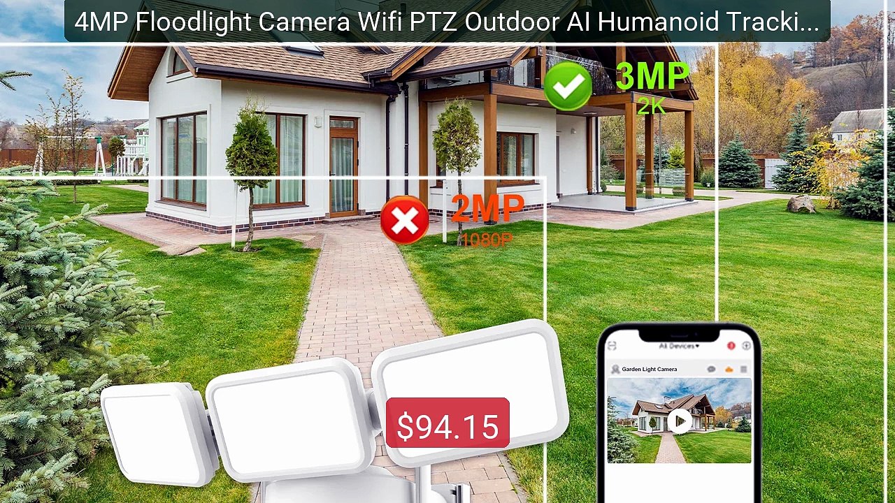 4MP Floodlight Camera Wifi PTZ Outdoor AI Humanoid Tracking Night V... -- Top Rated 2026 | Buy Now!