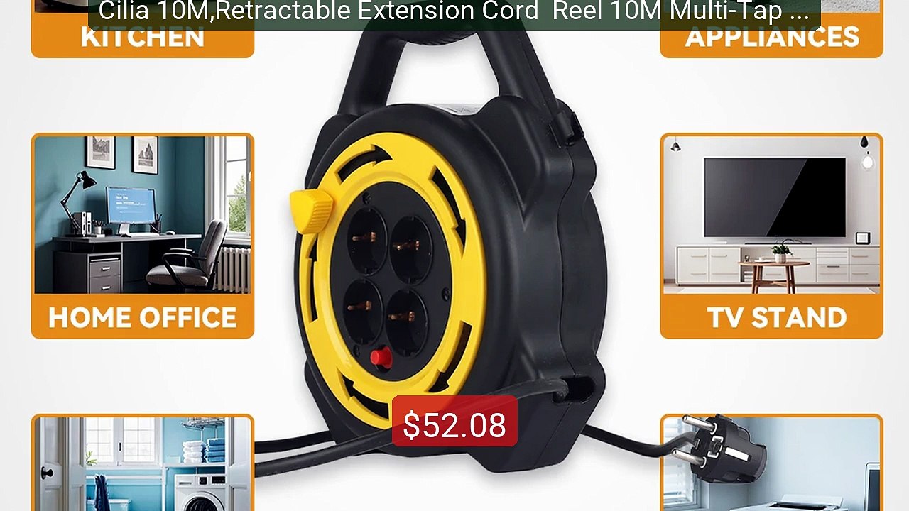 Cilia 10M,Retractable Extension Cord  Reel 10M Multi-Tap Power 300... -- Best Deal 2026 | Shop Now!