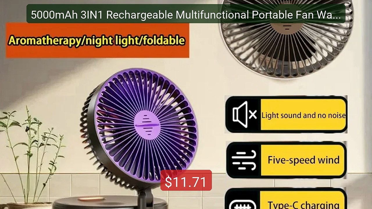 5000mAh 3IN1 Rechargeable Multifunctional Portable Fan Wall... -- Top Pick 2026 | Unbeatable Price!