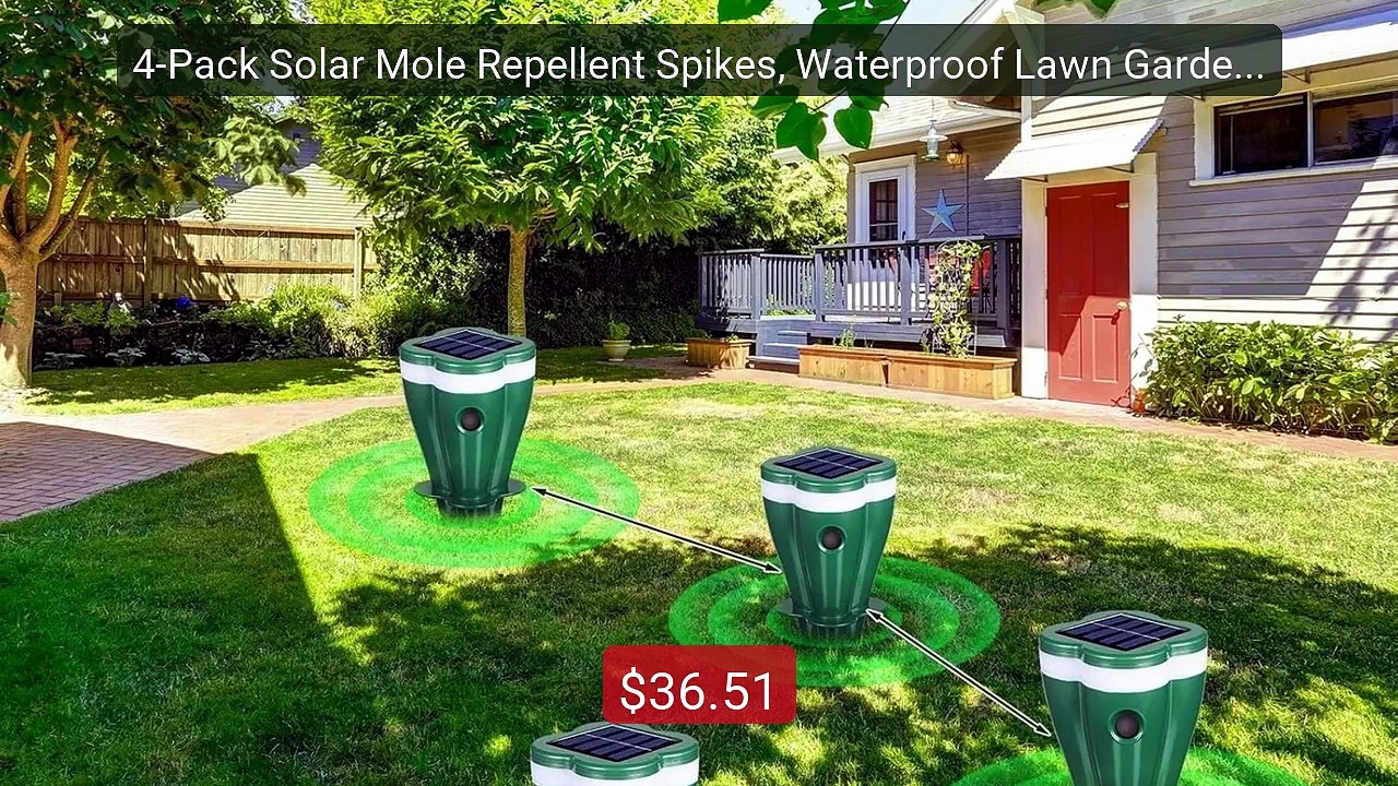 4-Pack Solar Mole Repellent Spikes, Waterproof Lawn Garden Sta... -- Hot Deal 2026 | Limited Offer!