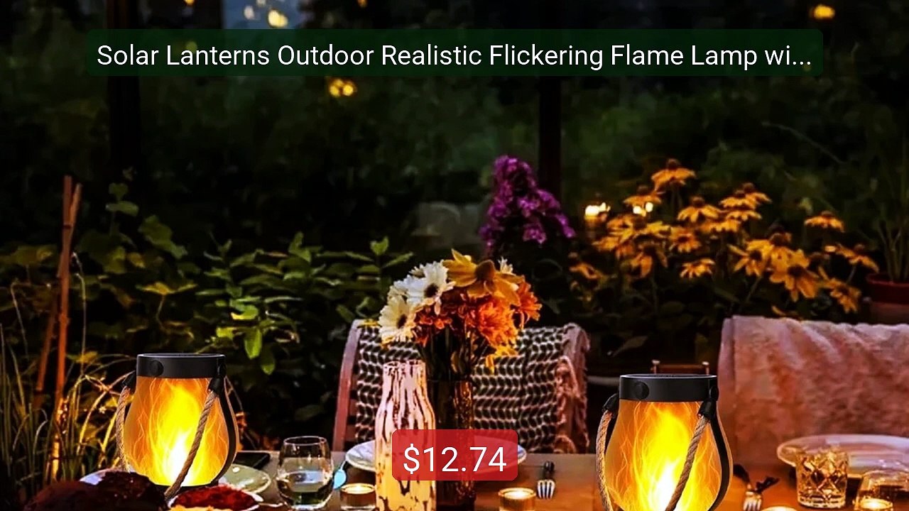 Solar Lanterns Outdoor Realistic Flickering Fla...