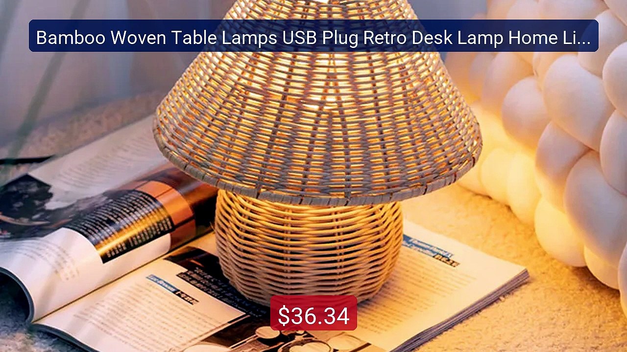 Bamboo Woven Table Lamps USB Plug Retro Desk Lamp Home Living Room... -- Best Deal 2026 | Shop Now!